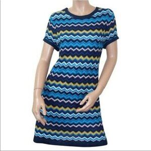 MISSONI for Target blue chevron knit short sleeve mini dress size M